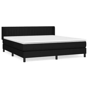 Boxspring met matras stof zwart 160×200 cm