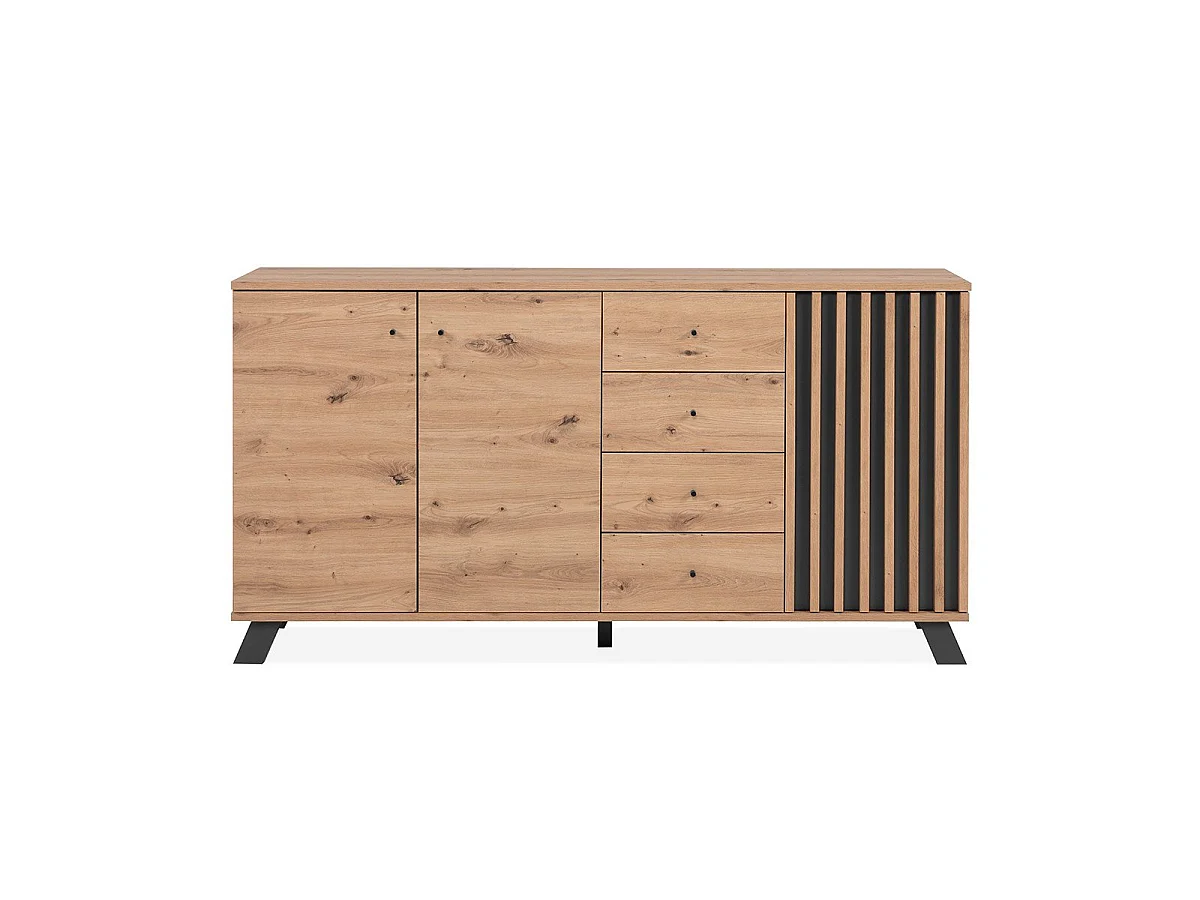 Buffet 3 deuren en 4 laden eikenhouten decor L160 cm - LUBLIN