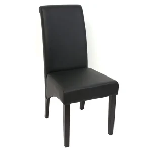 Cesena eetkamerstoel (set van 2),  Kunstleer mat, zwart, donkere poten