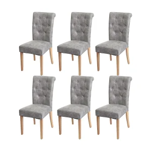 Chesterfield II eetkamerstoel (set van 6), stof/textiel lichtgrijs, lichte poten Chesterfield II eetkamerstoel (set van 6), stof/textiel lichtgrijs, lichte poten