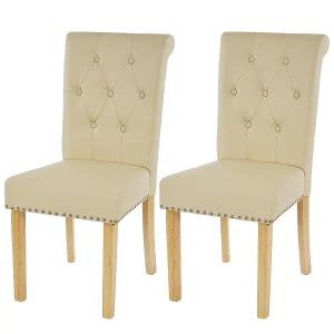 Chesterfield II eetkamerstoel (set van 2), Kunstleer, Crème, Lichte Poten Chesterfield II eetkamerstoel (set van 2), Kunstleer, Crème, Lichte Poten