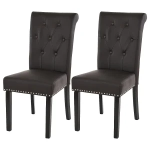 Chesterfield II eetkamerstoel (set van 2), kunstleer, koffie, donkere poten Chesterfield II eetkamerstoel (set van 2), kunstleer, koffie, donkere poten