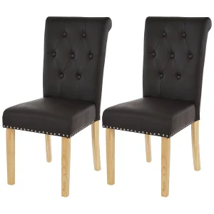 Chesterfield II eetkamerstoel (set van 2), kunstleer, koffie, lichte poten Chesterfield II eetkamerstoel (set van 2), kunstleer, koffie, lichte poten