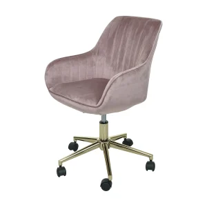 Bureaustoel MCW-J62 fluweel met armleuning,  roze