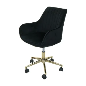 Bureaustoel MCW-J62 fluweel met armleuning,  zwart