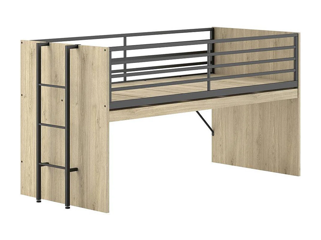 Cama Meia Altura Base Ripas Vipack Sam PETITS-MEUBLES Castanho (90x200)