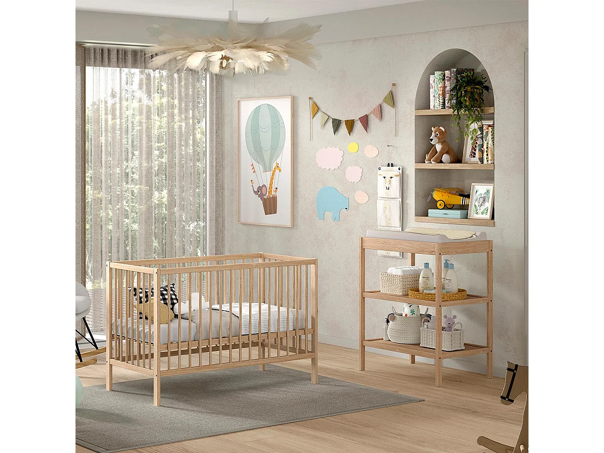 Cama de Bebé Vipack Meryl Wood 60X120 e Muda-Fraldas PETITS-MEUBLES