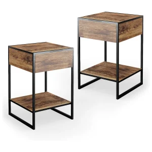 Boxspring nachtkastje antiek hout 43.5×43.5×66 fyrk Boxspring nachtkastje antiek hout 43.5×43.5×66 fyrk