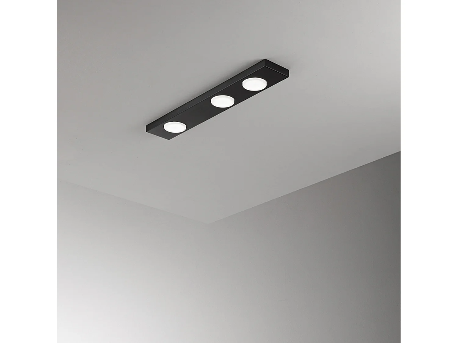 Button - LED Plafondlamp 3xGX53 max 15W, Rechthoekig 60x10 cm, Gelakt Metaal, IP20 - Perenz - Zwart