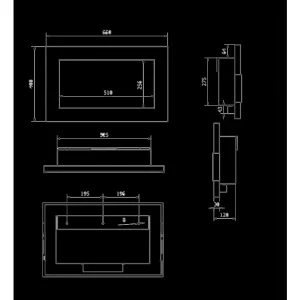 Cheminée bioéthanol murale ou encastrable Pisa Nero L 65 x P 12 x H 40 Cheminée bioéthanol murale ou encastrable Pisa Nero L 65 x P 12 x H 40