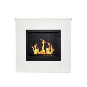 Cheminée au bioéthanol sur pied en bois blanc Made in Italy Michelangelo 96x36x90h Cheminée au bioéthanol sur pied en bois blanc Made in Italy Michelangelo 96x36x90h