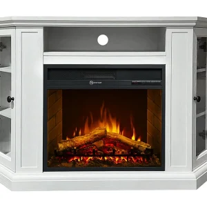 Cheminée électrique cheminée d'angle au sol MADISON en bois blanc L126 x P78 x H83 Cheminée électrique cheminée d'angle au sol MADISON en bois blanc L126 x P78 x H83
