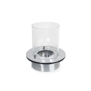 Brûleur rond avec verre pour cheminée au bioéthanol, biocheminée en acier inoxydable 3 lt d.35