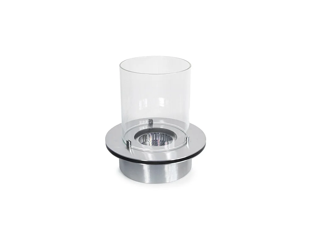 Brûleur rond avec verre pour cheminée au bioéthanol, biocheminée en acier inoxydable 3 lt d.35