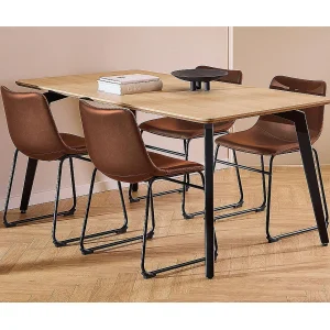 Cadiz eethoek tafel met 4 stoelen PU kunstleer natuur, cognac. Cadiz eethoek tafel met 4 stoelen PU kunstleer natuur, cognac.