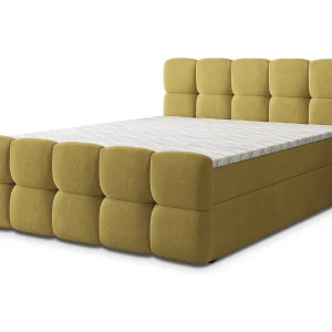 Boxspringbed BRUME 160×200 cm Set met hoofdbord, bedbodem en matras, Geel Boxspringbed BRUME 160×200 cm Set met hoofdbord, bedbodem en matras, Geel
