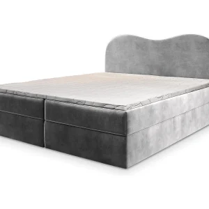 Boxspringbed FLUVIA 140×200 cm Set met hoofdbord, bedbodem en matras, Lichtgrijs