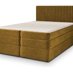 Boxspringbed FELBIO 160×200 cm Set met hoofdbord, bedbodem en matras, Geel