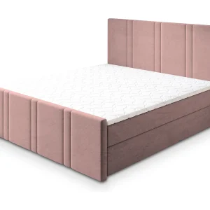 Boxspringbed COMOZA 160×200 cm Set met hoofdbord, bedbodem en matras, Poederroze Boxspringbed COMOZA 160×200 cm Set met hoofdbord, bedbodem en matras, Poederroze