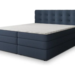 Boxspringbed AREZI 180×200 cm Set met hoofdbord, bedbodem en matras, Blauw