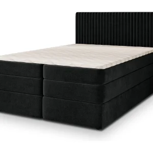 Boxspringbed FELBIO 160×200 cm Set met hoofdbord, bedbodem en matras, Zwart