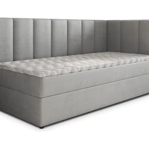 Boxspringbed BEVE 80×200 cm Set met hoofdbord, bedbodem en matras, Lichtgrijs