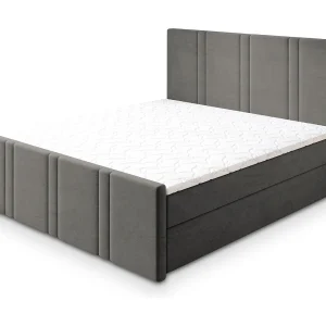 Boxspringbed COMOZA 140×200 cm Set met hoofdbord, bedbodem en matras, Grijs Boxspringbed COMOZA 140×200 cm Set met hoofdbord, bedbodem en matras, Grijs