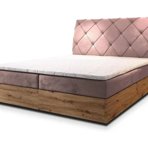 Boxspringbed VELLANO 140×200 cm Set met hoofdbord, bedbodem en matras, Poederroze Boxspringbed VELLANO 140×200 cm Set met hoofdbord, bedbodem en matras, Poederroze