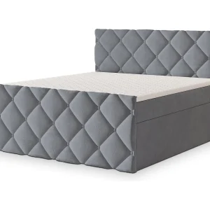 Boxspringbed ROVARI 180×200 cm Set met hoofdbord, bedbodem en matras, Grijs Boxspringbed ROVARI 180×200 cm Set met hoofdbord, bedbodem en matras, Grijs