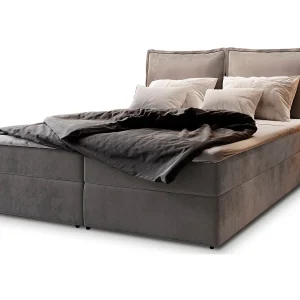 Boxspringbed LENTE 180×200 cm Set met hoofdbord, bedbodem en matras, Grijs
