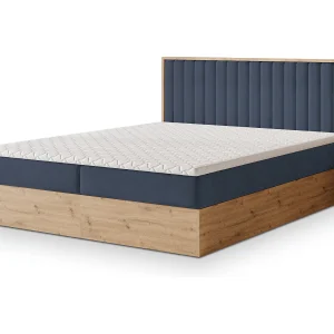 Boxspringbed VARELI 140×200 cm Set met hoofdbord, bedbodem en matras, Blauw