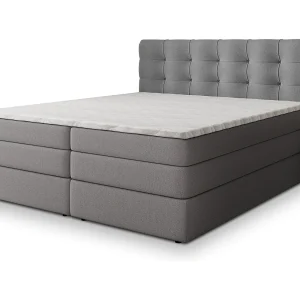 Boxspringbed AREZI 160×200 cm Set met hoofdbord, bedbodem en matras, Grijs