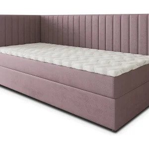 Boxspringbed ARIS 90×200 cm Set met hoofdbord, bedbodem en matras, Poederroze
