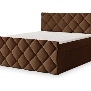 Boxspringbed ROVARI 140×200 cm Set met hoofdbord, bedbodem en matras, Bruin