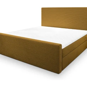 Boxspringbed ALORIA 140×200 cm Set met hoofdbord, bedbodem en matras, Geel