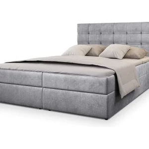 Boxspringbed GLOS 140×200 cm Set met hoofdbord, bedbodem en matras, Lichtgrijs Boxspringbed GLOS 140×200 cm Set met hoofdbord, bedbodem en matras, Lichtgrijs