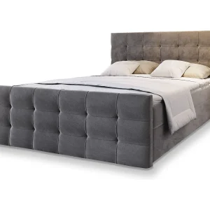 Boxspringbed AMON 160×200 cm Set met hoofdbord, bedbodem en matras, Grijs