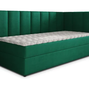 Boxspringbed BEVE 80×200 cm Set met hoofdbord, bedbodem en matras, Dennengroen