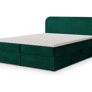Boxspringbed ARMEL 160×200 cm Set met hoofdbord, bedbodem en matras, Dennengroen