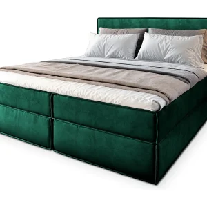 Boxspringbed PELLIO 180×200 cm Set met hoofdbord, bedbodem en matras, Dennengroen