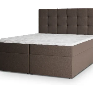 Boxspringbed PALMA 140×200 cm Set met hoofdbord, bedbodem en matras, Bruin