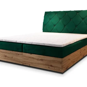Boxspringbed VELLANO 140×200 cm Set met hoofdbord, bedbodem en matras, Dennengroen Boxspringbed VELLANO 140×200 cm Set met hoofdbord, bedbodem en matras, Dennengroen