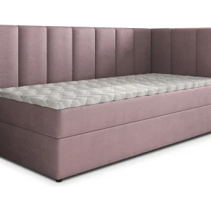 Boxspringbed BEVE 90×200 cm Set met hoofdbord, bedbodem en matras, Poederroze Boxspringbed BEVE 90×200 cm Set met hoofdbord, bedbodem en matras, Poederroze