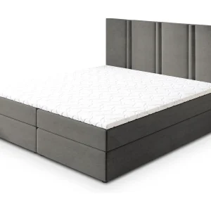 Boxspringbed LARIO 140×200 cm Set met hoofdbord, bedbodem en matras, Grijs Boxspringbed LARIO 140×200 cm Set met hoofdbord, bedbodem en matras, Grijs