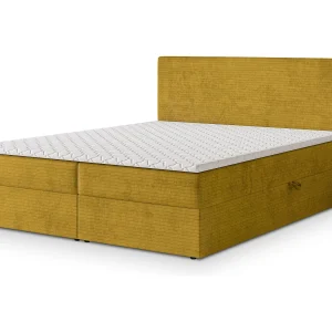 Boxspringbed NIRA 140×200 cm Set met hoofdbord, bedbodem en matras, Geel Boxspringbed NIRA 140×200 cm Set met hoofdbord, bedbodem en matras, Geel