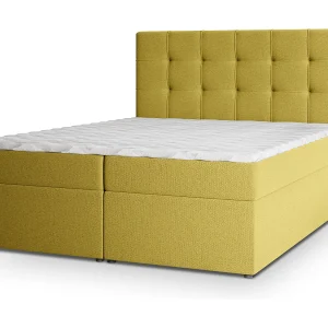 Boxspringbed PALMA 160×200 cm Set met hoofdbord, bedbodem en matras, Geel Boxspringbed PALMA 160×200 cm Set met hoofdbord, bedbodem en matras, Geel
