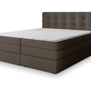 Boxspringbed AREZI 140×200 cm Set met hoofdbord, bedbodem en matras, Bruin