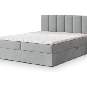 Boxspringbed MERIL 180×200 cm Set met hoofdbord, bedbodem en matras, Lichtgrijs Boxspringbed MERIL 180×200 cm Set met hoofdbord, bedbodem en matras, Lichtgrijs