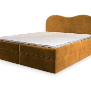 Boxspringbed FLUVIA 180×200 cm Set met hoofdbord, bedbodem en matras, Geel Boxspringbed FLUVIA 180×200 cm Set met hoofdbord, bedbodem en matras, Geel