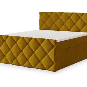 Boxspringbed ROVARI 160×200 cm Set met hoofdbord, bedbodem en matras, Geel Boxspringbed ROVARI 160×200 cm Set met hoofdbord, bedbodem en matras, Geel